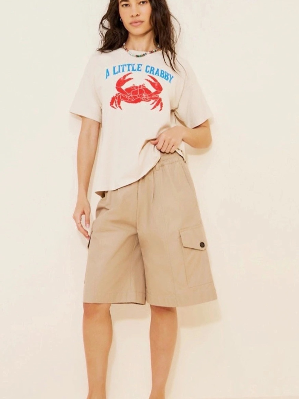 Daydreamer A Little Crabby Merch Tee Graphic Tee Cream & Blue Medium